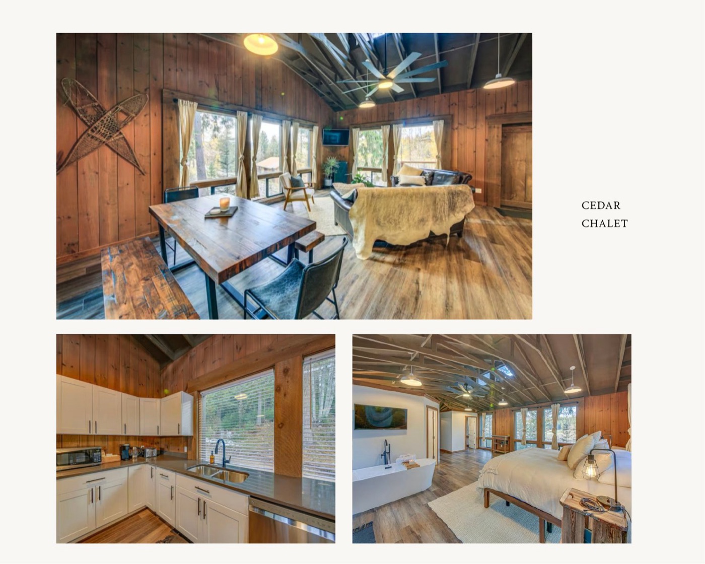 Cedar Chalet, living and kitchen