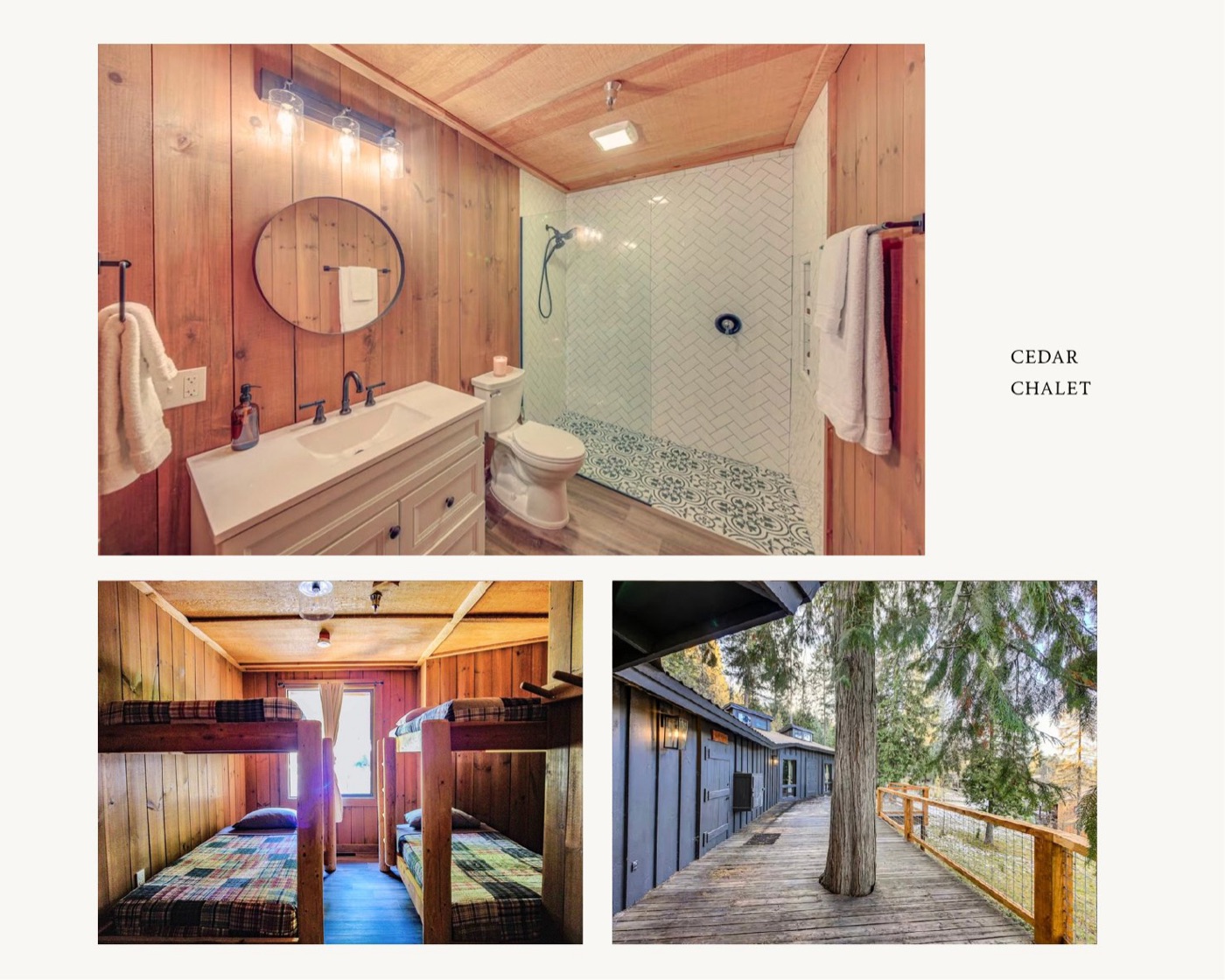 Cedar Chalet, bath and bunk room
